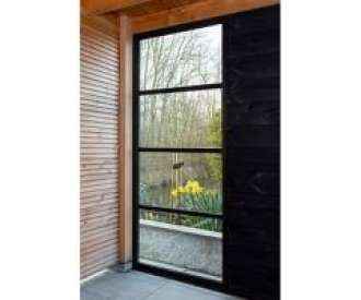 Steel Look Zwart Hout 4 Ruits 220x86,5cm