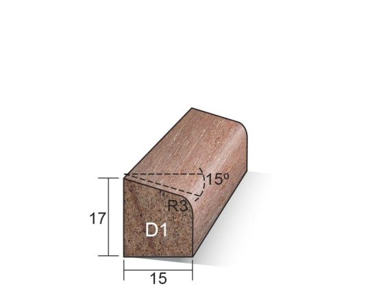 Glaslat model D1 17x15mm wit gegrond