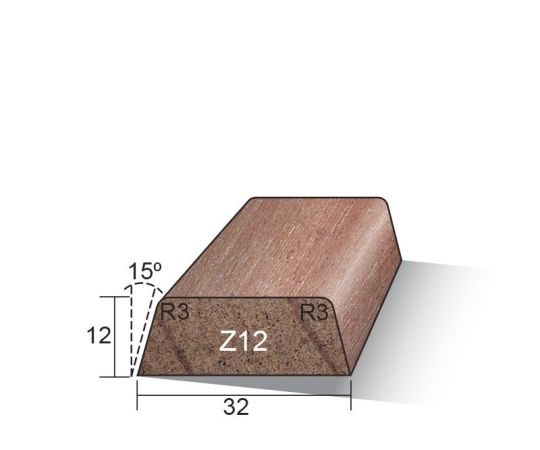 Glaslat model Z12 12x32mm wit gegrond